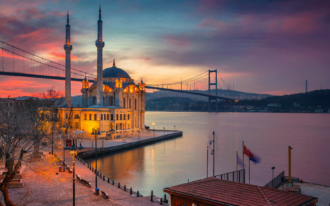 Istanbul - Ortakoy Mosque with Bosphorus Bridge