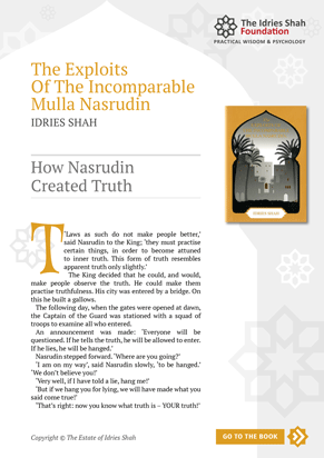 How Nasrudin Created Truth from The Exploits of the Incomparable Mulla Nasrudin
