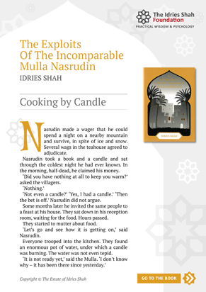 Cooking by Candle from The Exploits of the Incomparable Mulla Nasrudin