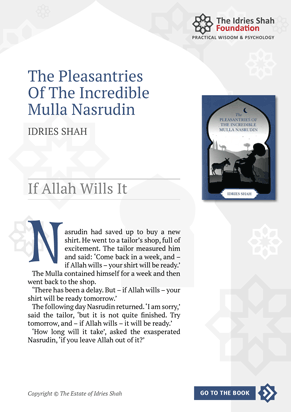 If Allah Wills It from The Pleasantries of the Incredible Mulla Nasrudin
