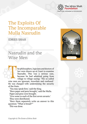 Nasrudin and the Wise Men from The Exploits of the Incomparable Mulla Nasrudin