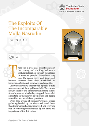 Quiz from The Exploits of the Incomparable Mulla Nasrudin