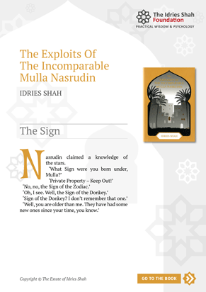 The Sign from The Exploits of the Incomparable Mulla Nasrudin