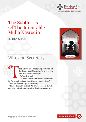 Wife and Secretary from The Subtleties of the Inimitable Mulla Nasrudin