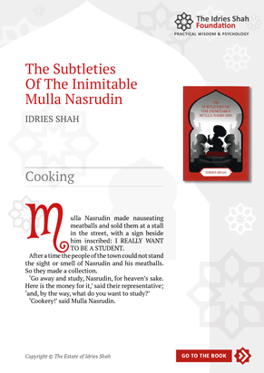 Cooking from The Subtleties of the Inimitable Mulla Nasrudin