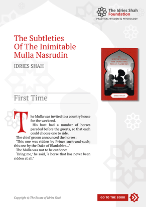 First Time from The Subtleties of the Inimitable Mulla Nasrudin