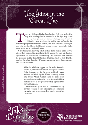 The Idiot in the Great City from Tales of the Dervishes