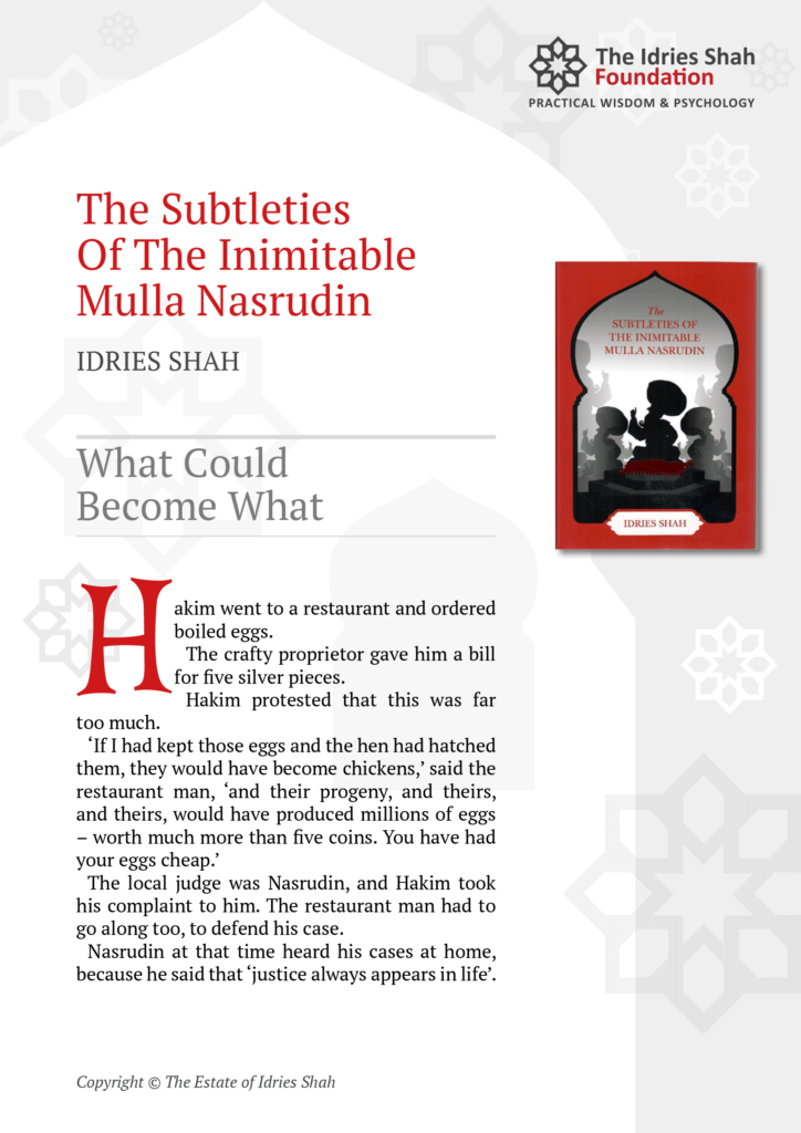 What Could Become What from The Subtleties of the Inimitable Mulla Nasrudin