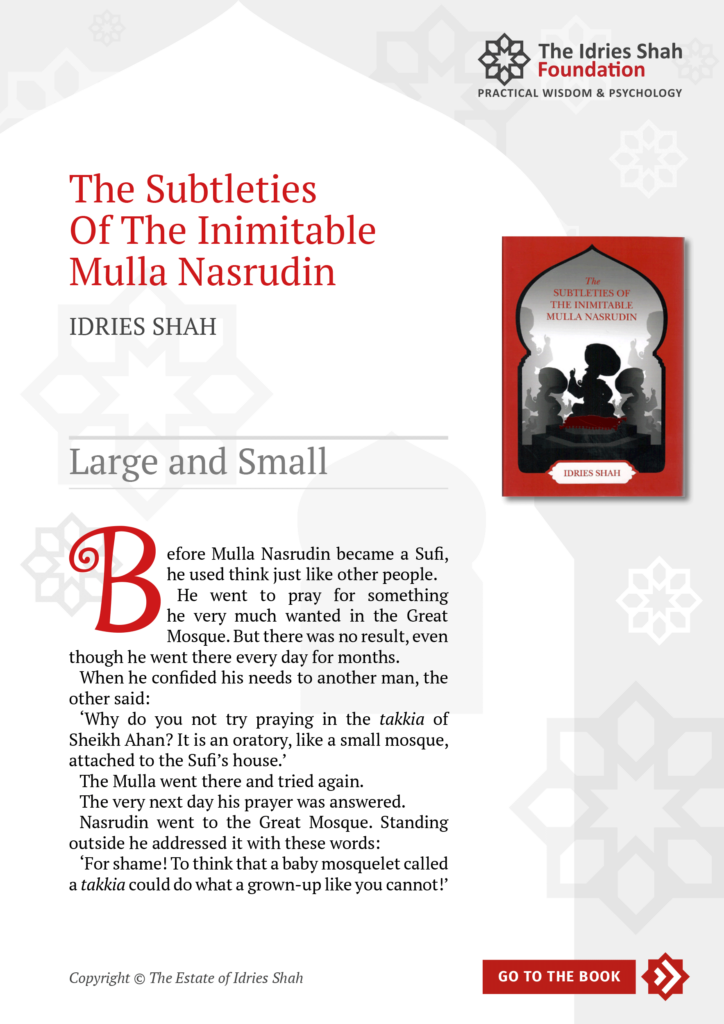 Large and Small from The Subtleties of the Inimitable Mulla Nasrudin