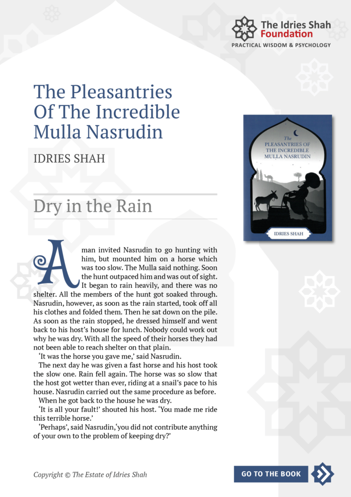 Dry in the Rain from The Pleasantries of the Incredible Mulla Nasrudin