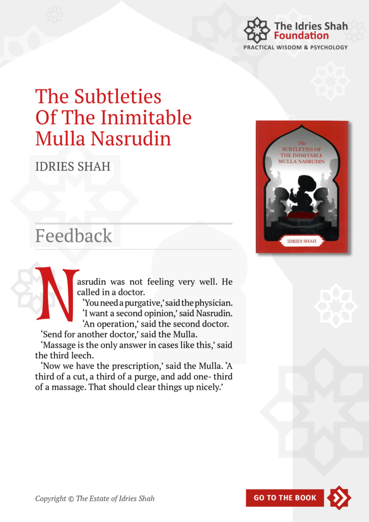 Feedback from The Subtleties of the Inimitable Mulla Nasrudin