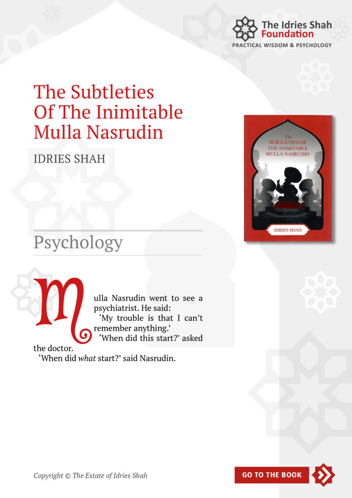 Psychology from The Subtleties of the Inimitable Mulla Nasrudin