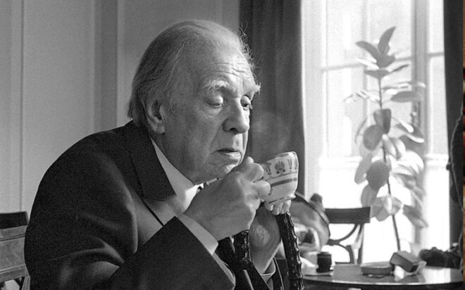 Borges drinking tea 1975