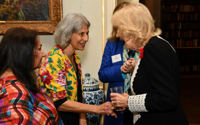 Saira Shah, ISF trustee, with Her Majesty, Queen Camilla